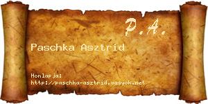 Paschka Asztrid névjegykártya